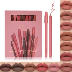 12 Colors Matte Lip Liner Pencil Set, Built In Sharpener Lip Crayon, Waterproof Velvet Lipstick Pen, Silky Creamy Smooth Texture, Precisely Outline Lip Makeup, Natural Nude Long Lasting