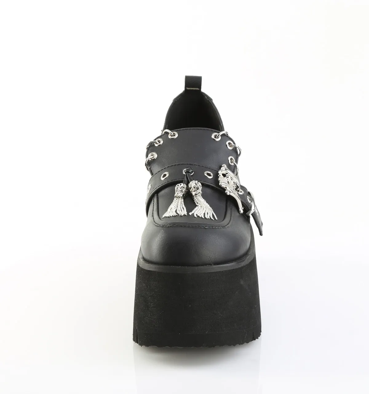 3 Inch Heel ASHES-38 Black Vegan Leather