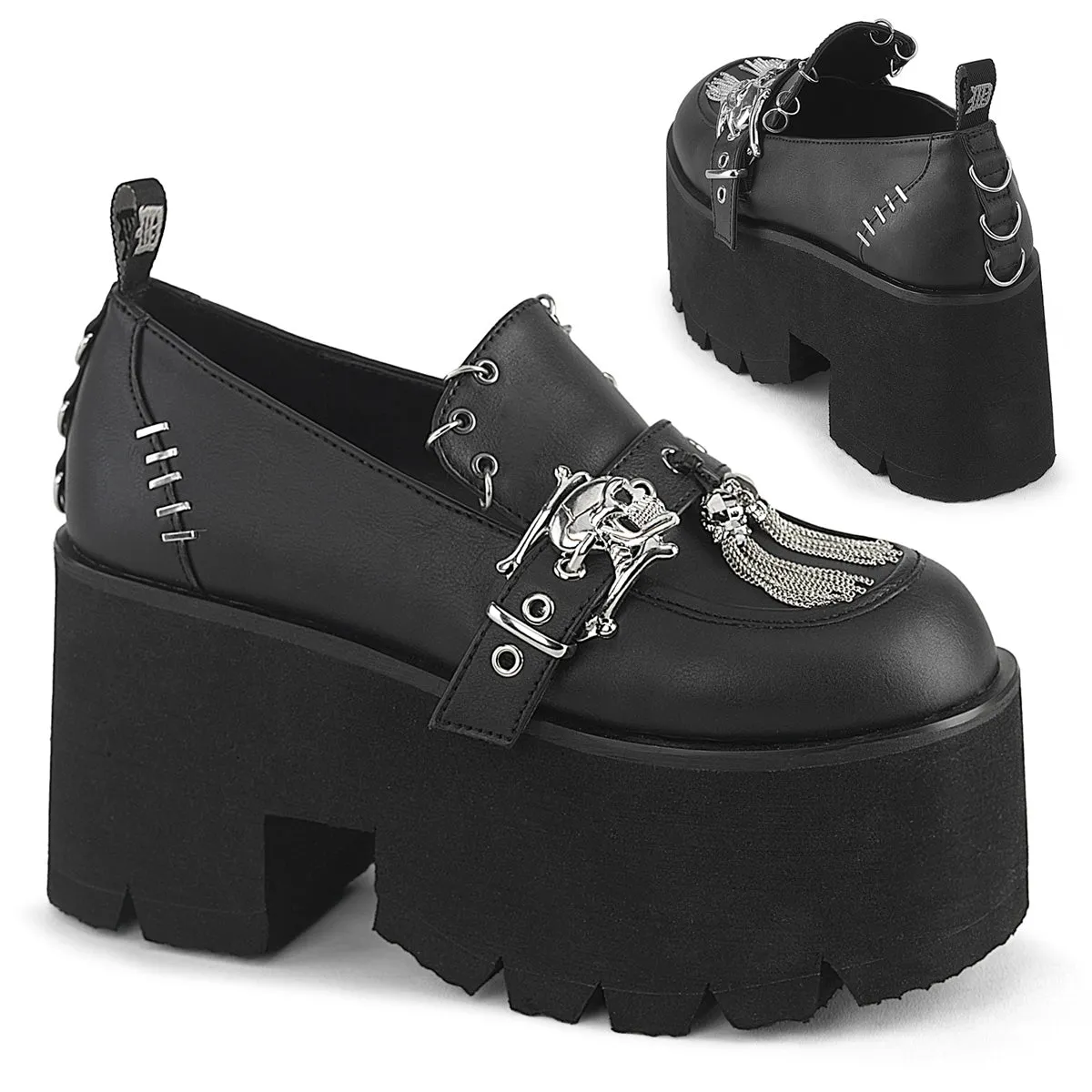 3 Inch Heel ASHES-38 Black Vegan Leather