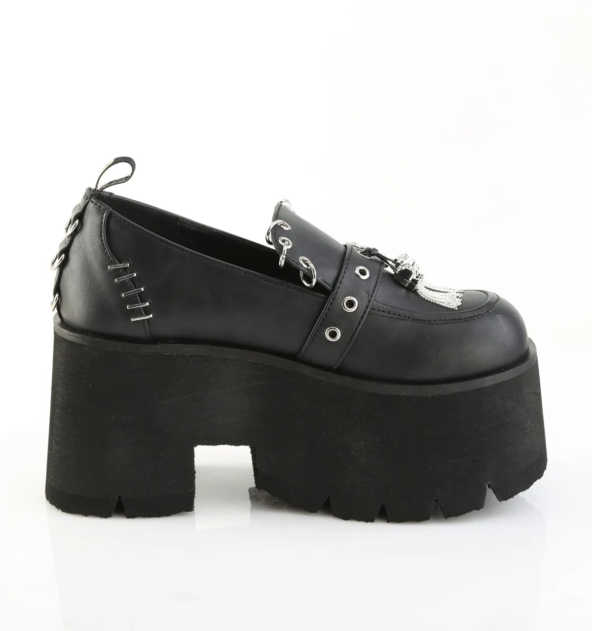 3 Inch Heel ASHES-38 Black Vegan Leather