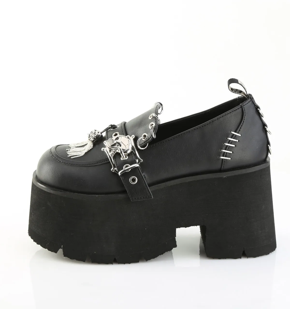 3 Inch Heel ASHES-38 Black Vegan Leather