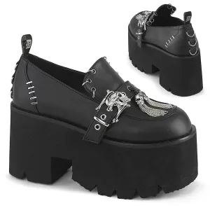 3 Inch Heel ASHES-38 Black Vegan Leather