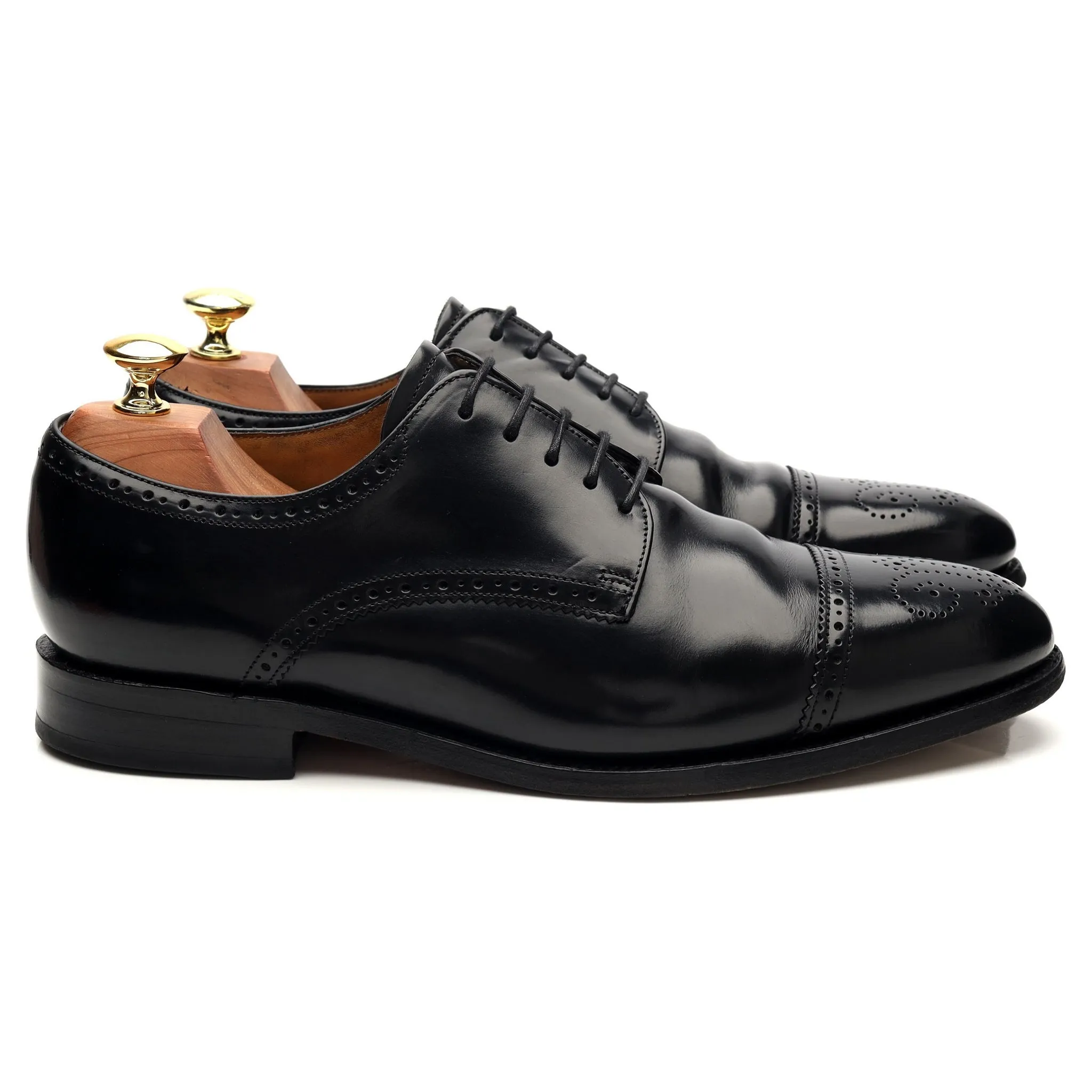 '376717' Black Leather Cap Toe Derby UK 8 G