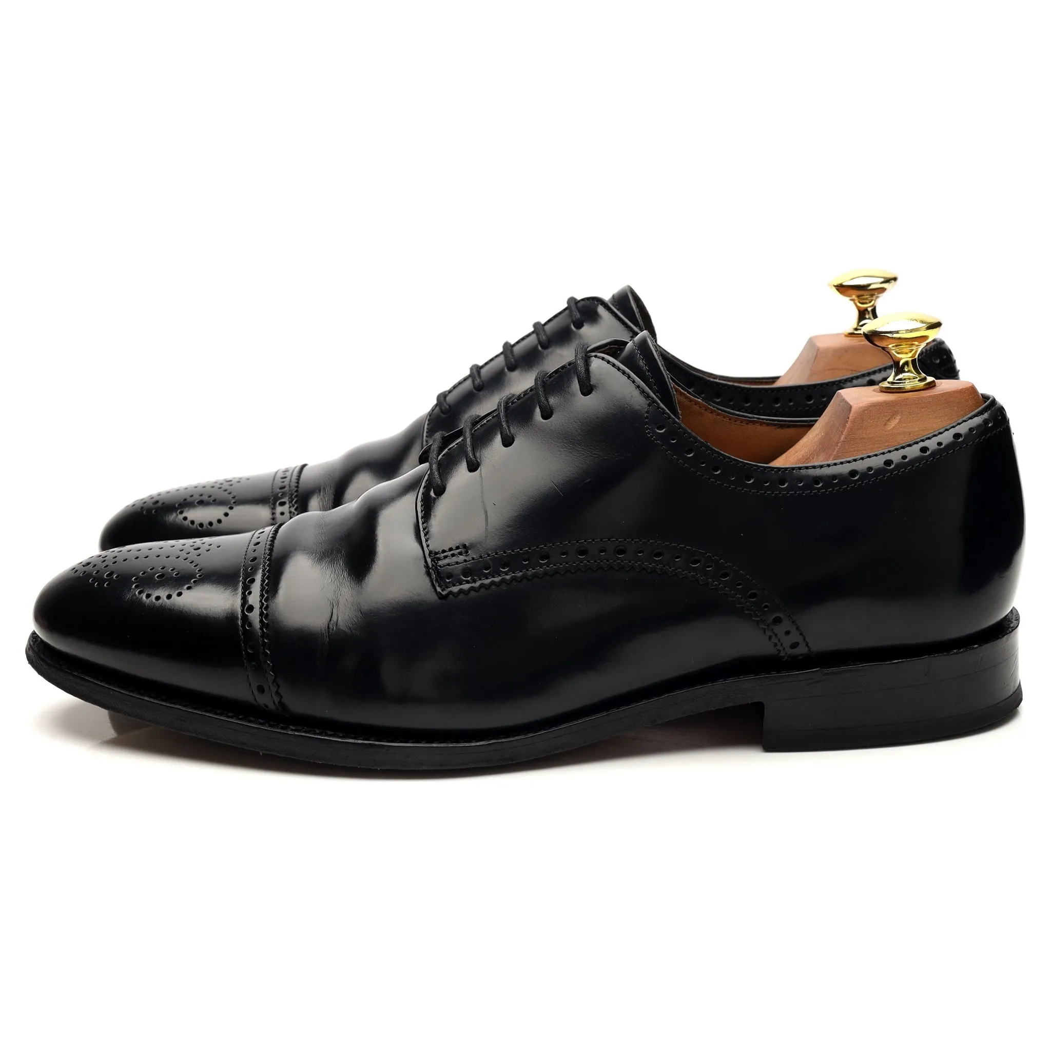 '376717' Black Leather Cap Toe Derby UK 8 G