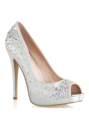 **5" Heel, 3/4" Hidden PF Peep Toe Pump Shimmer