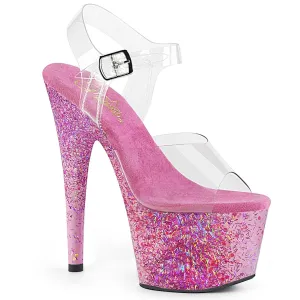 7 Inch Heel ADORE-708CF Clear Pink Confetti
