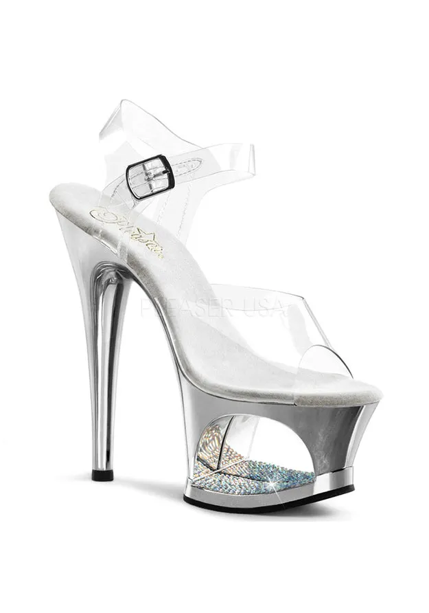 7" Heel, 2 3/4" Cut-Out PF Ankle Strap Sandal