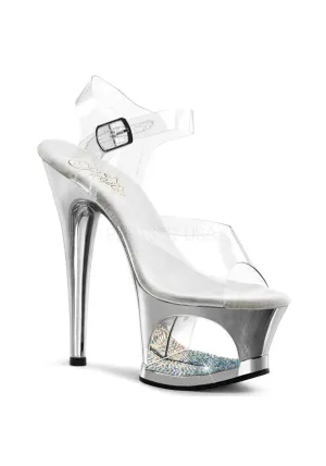 7" Heel, 2 3/4" Cut-Out PF Ankle Strap Sandal