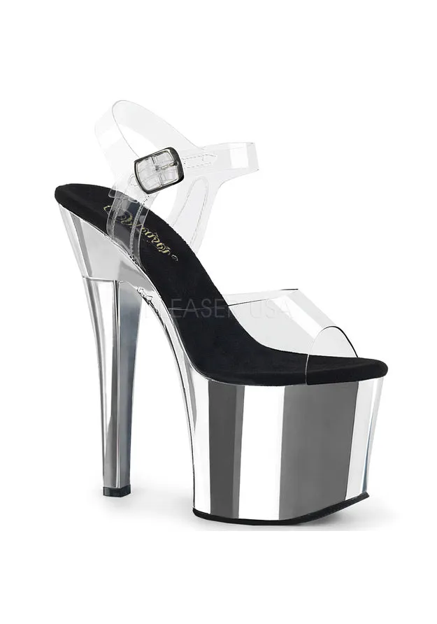 7" Heel, 3 1/4" Chrome PF Ankle Strap Sandal