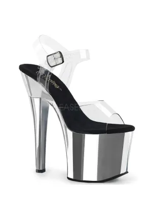 7" Heel, 3 1/4" Chrome PF Ankle Strap Sandal