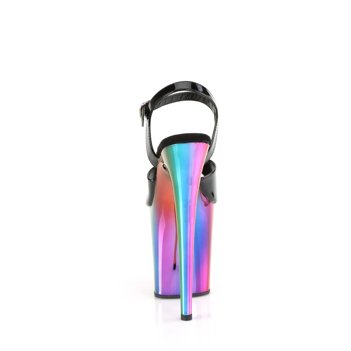 8 Inch Heel FLAMINGO-809RC Black Pat-Rainbow Chrome