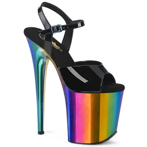 8 Inch Heel FLAMINGO-809RC Black Pat-Rainbow Chrome