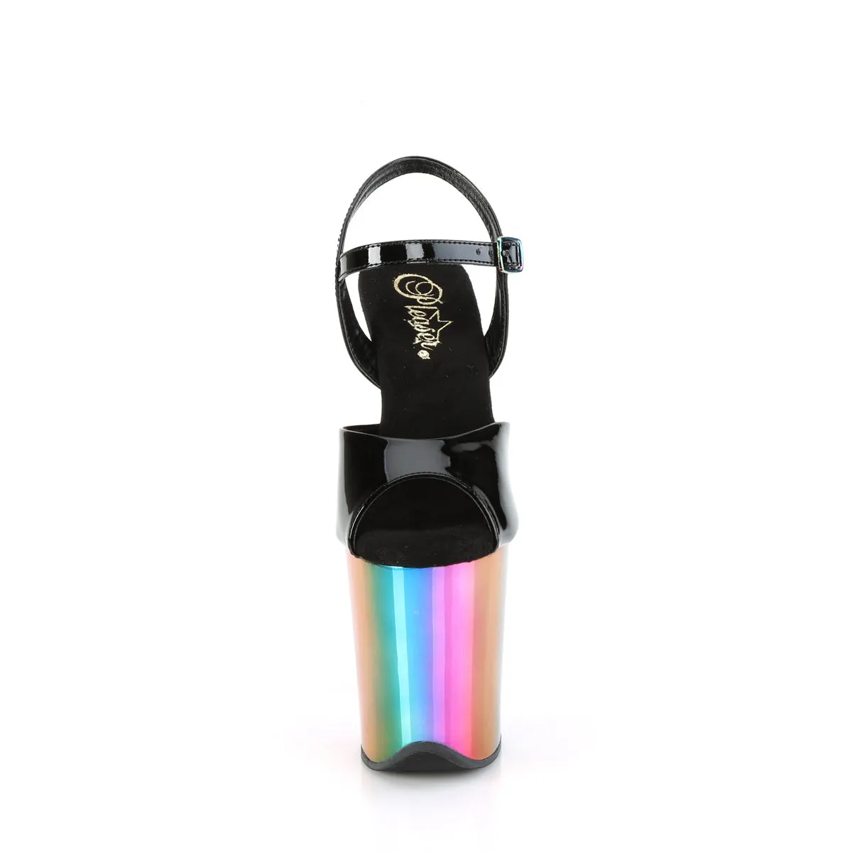 8 Inch Heel FLAMINGO-809RC Black Pat-Rainbow Chrome