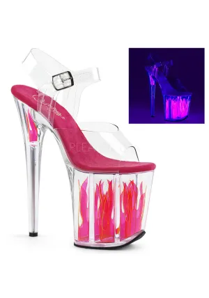 8" Heel, 4" PF Ankle Strap Sandal w/ PVC Flame