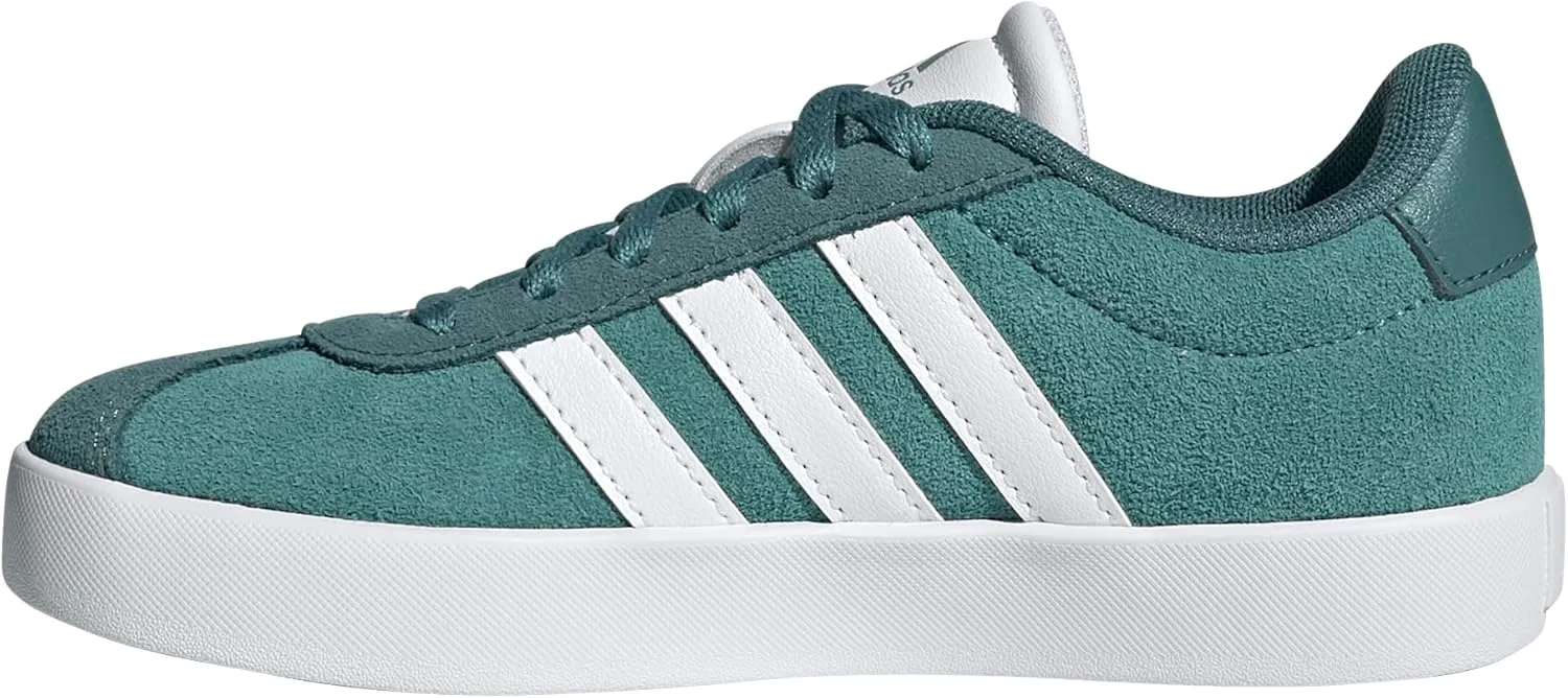 adidas VL Court 3.0 Sneaker, Powder Teal/White/Preloved Teal, 3 US Unisex Little Kid