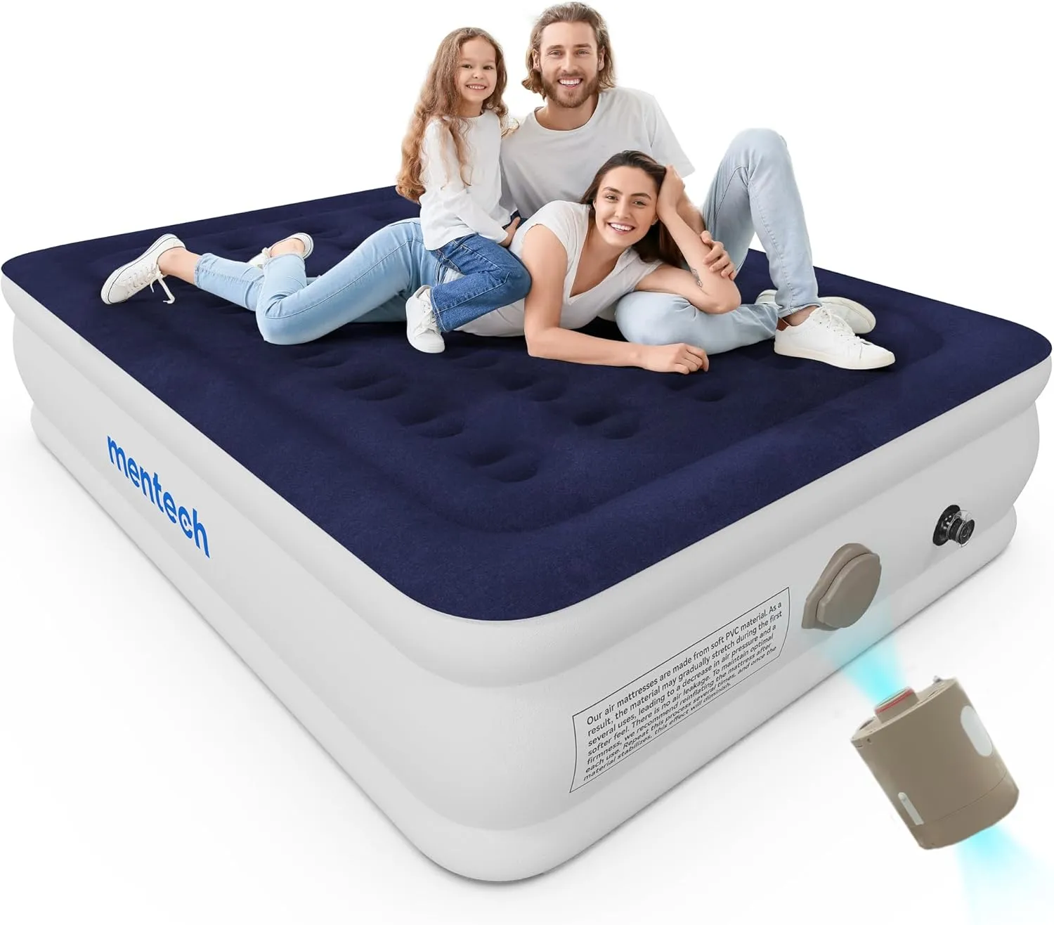 Air Mattress Queen with Built in Pump, 18" Raise Blow Up Luxury Mattress, Fast 2Mins Portable Colchone Inflable,660lbs Max, Cordless Air Bed for Home & Camping