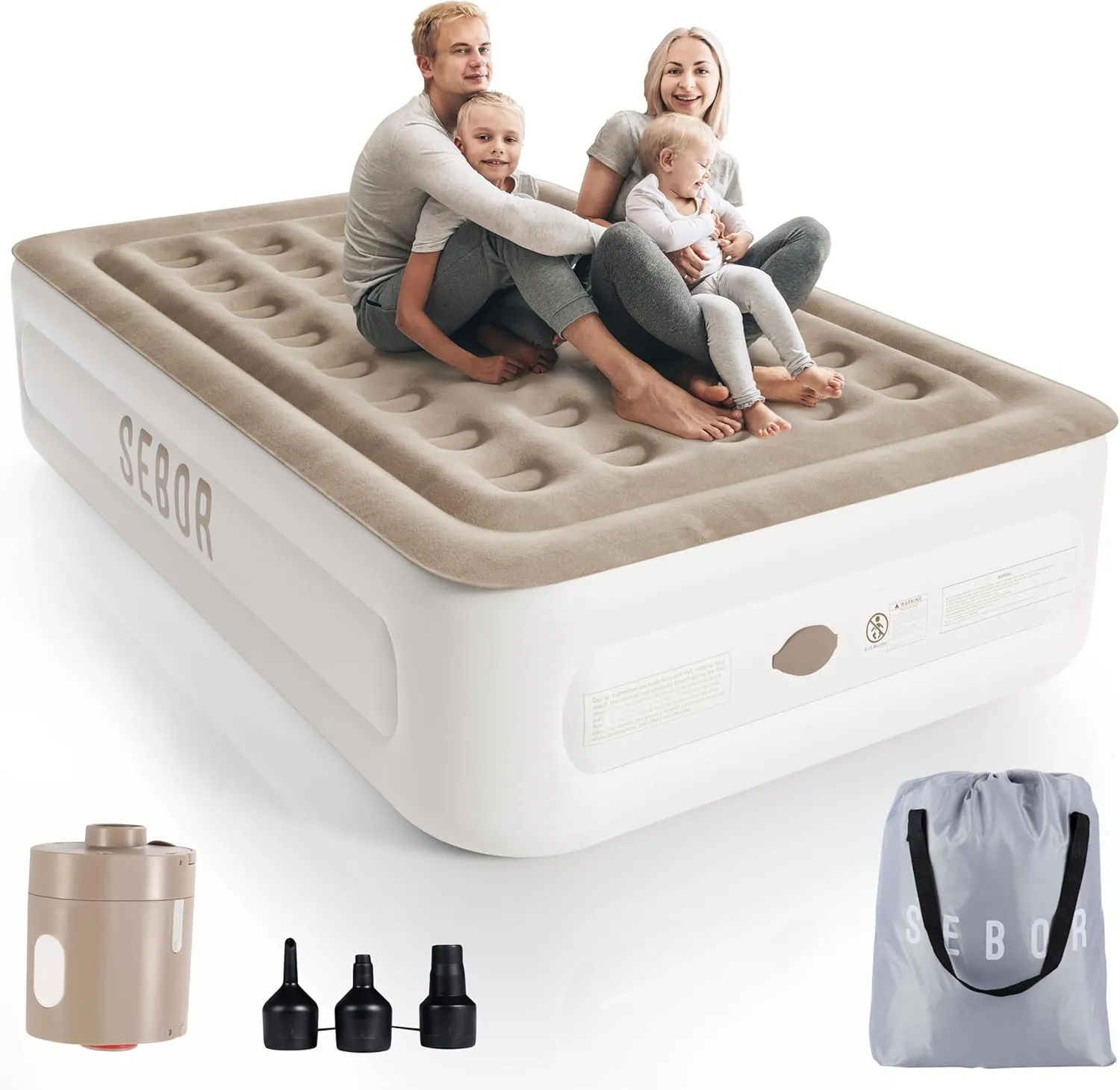 Air Mattress Queen with Built in Pump, 18" Ultimate Comfort Blow up Mattress Queen with Rechargeable Pump, Colchon Inflatable Mattress for Home, Guest, Camping & Office, Air Bed 660lbs Max