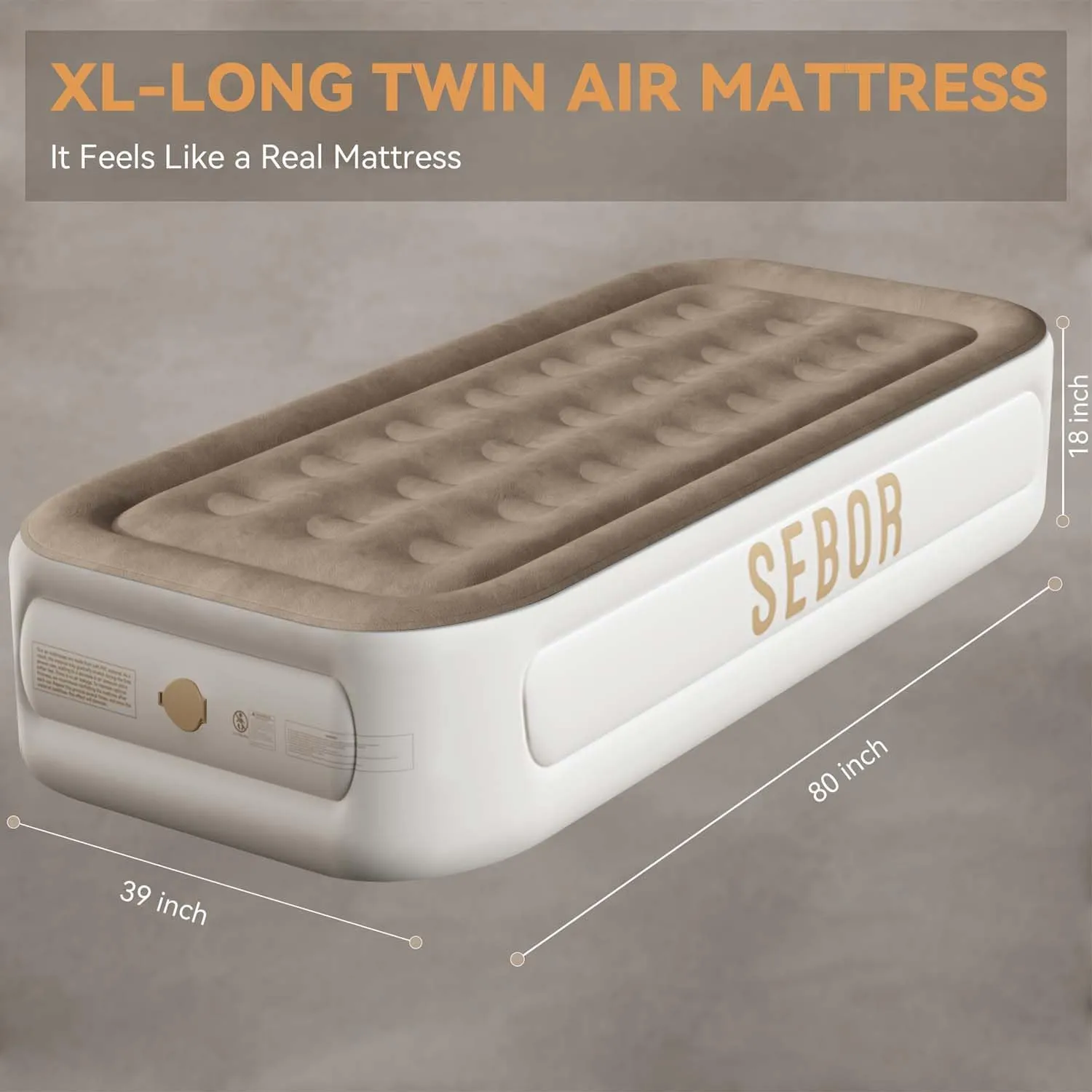 Air Mattress Twin with Built in Pump, 18" Ultimate Comfort Blow up Mattress Twin with Rechargeable Pump, Colchon Inflatable Mattress for Home & Guest, Air Bed 330lbs Max