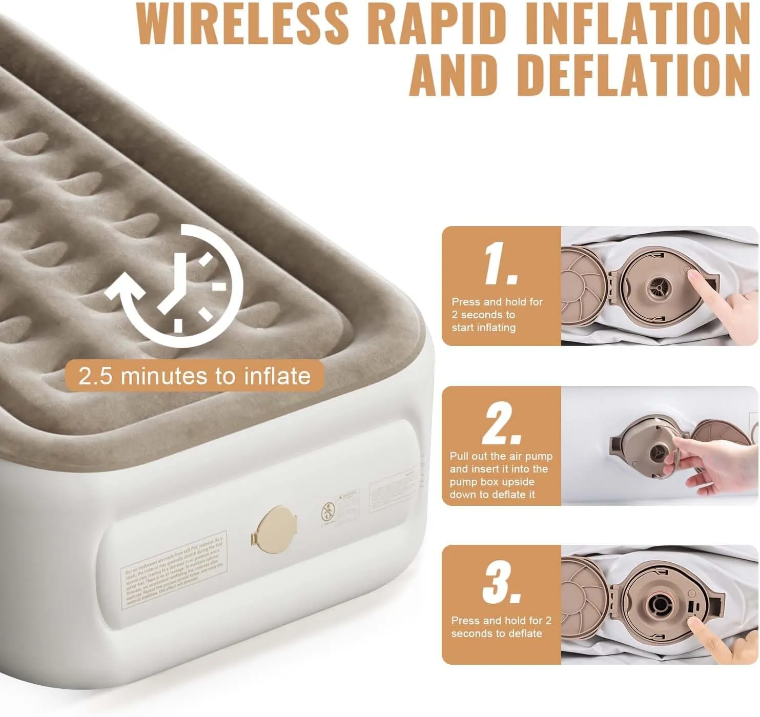 Air Mattress Twin with Built in Pump, 18" Ultimate Comfort Blow up Mattress Twin with Rechargeable Pump, Colchon Inflatable Mattress for Home & Guest, Air Bed 330lbs Max