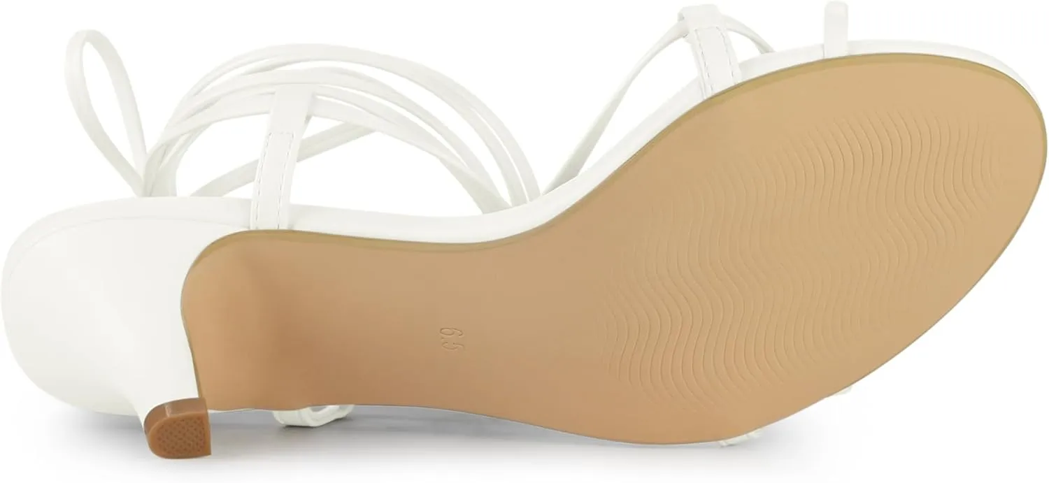 Allegra K Women's Strappy Lace Up Kitten Heels Sandals