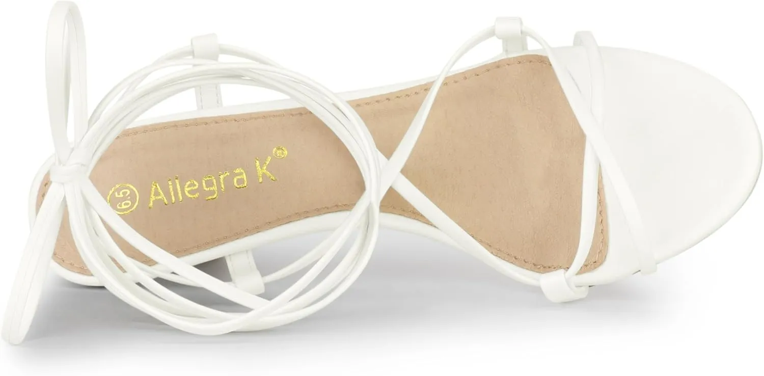 Allegra K Women's Strappy Lace Up Kitten Heels Sandals