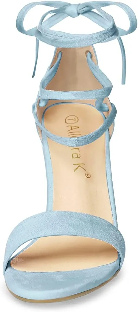 Allegra K Women's Tie Up Strappy Heels Chunky High Heels Sandal