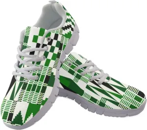 AmzPrint American Aztect Kente Ethnic Graphic Tribal Print White Sole African Shoes for Women Men Fashion Casual Sneaker