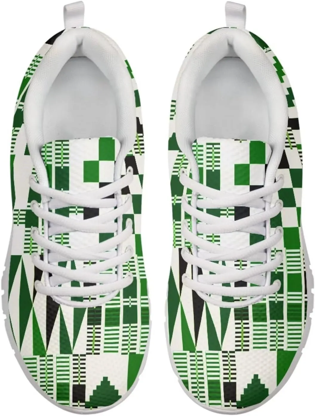 AmzPrint American Aztect Kente Ethnic Graphic Tribal Print White Sole African Shoes for Women Men Fashion Casual Sneaker