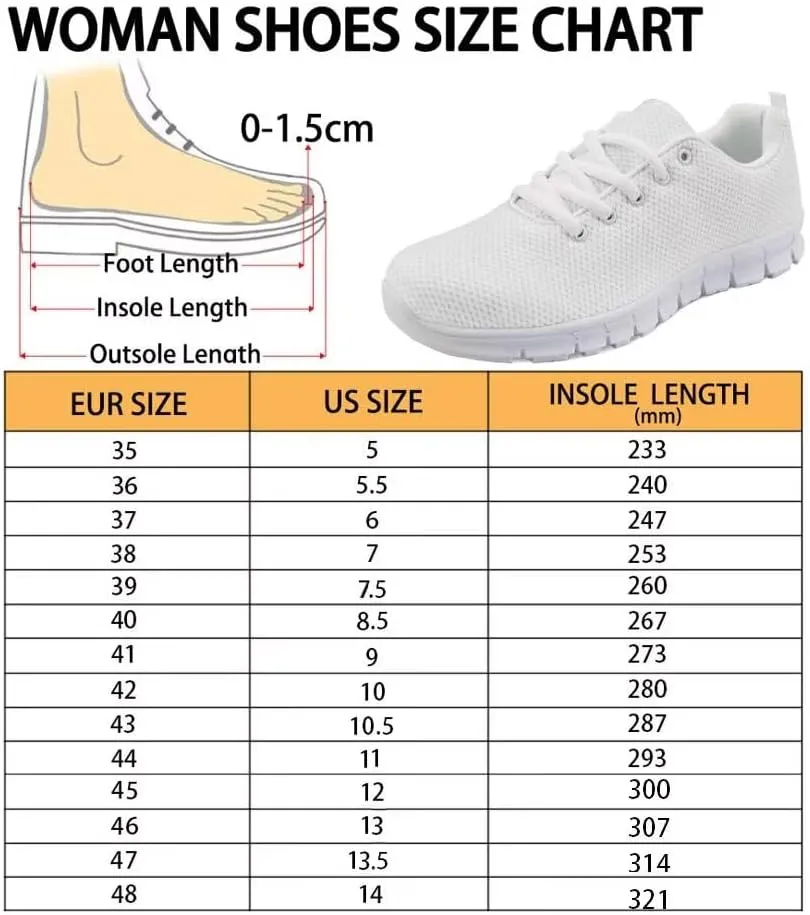 AmzPrint Women Mens Fashion Sneaker White Sole Cute Tennis Shoes for Women Black Casual Running Walking Shoes Size 6