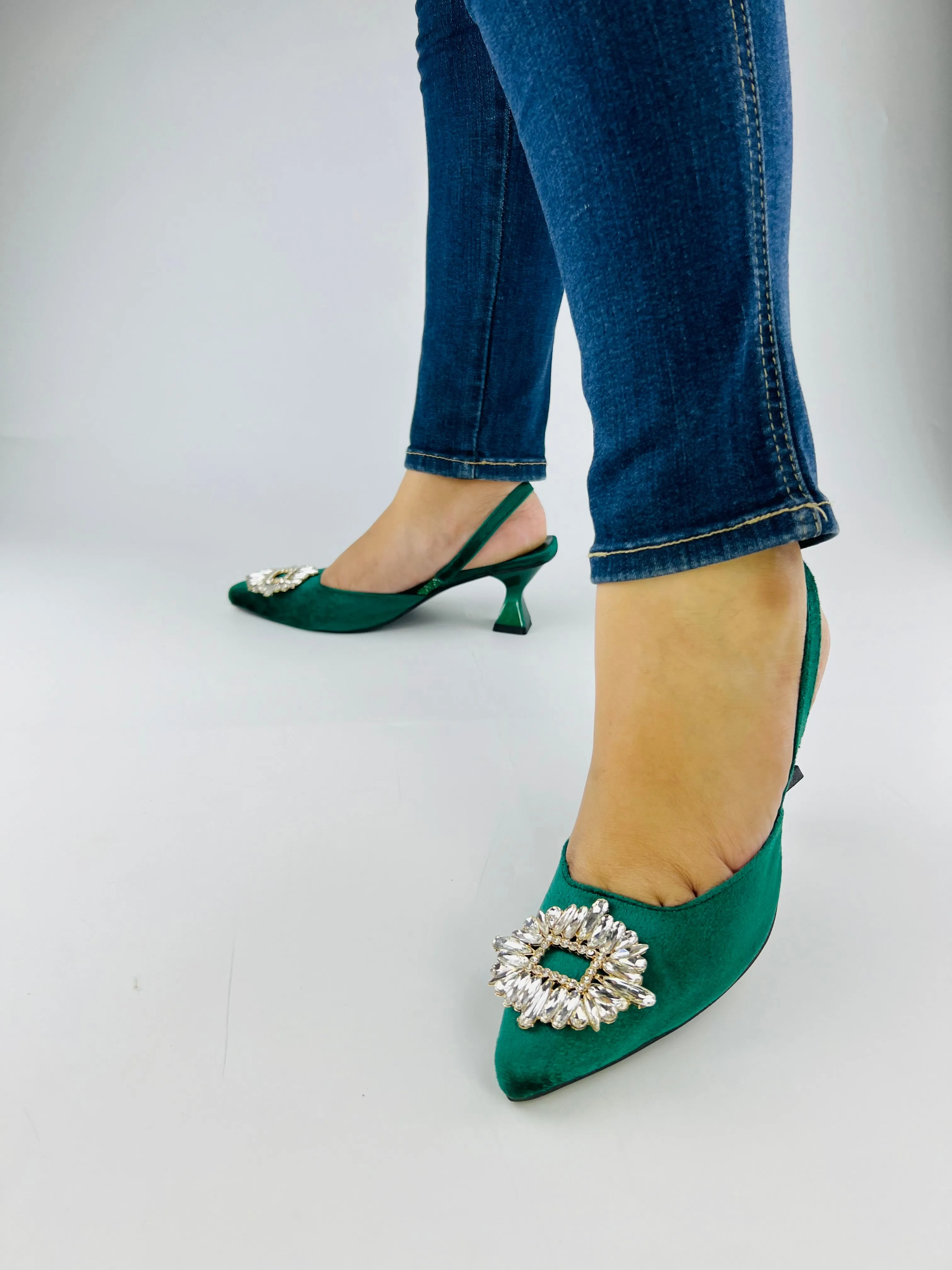 Anastasia Green Velvet Slingback-11083