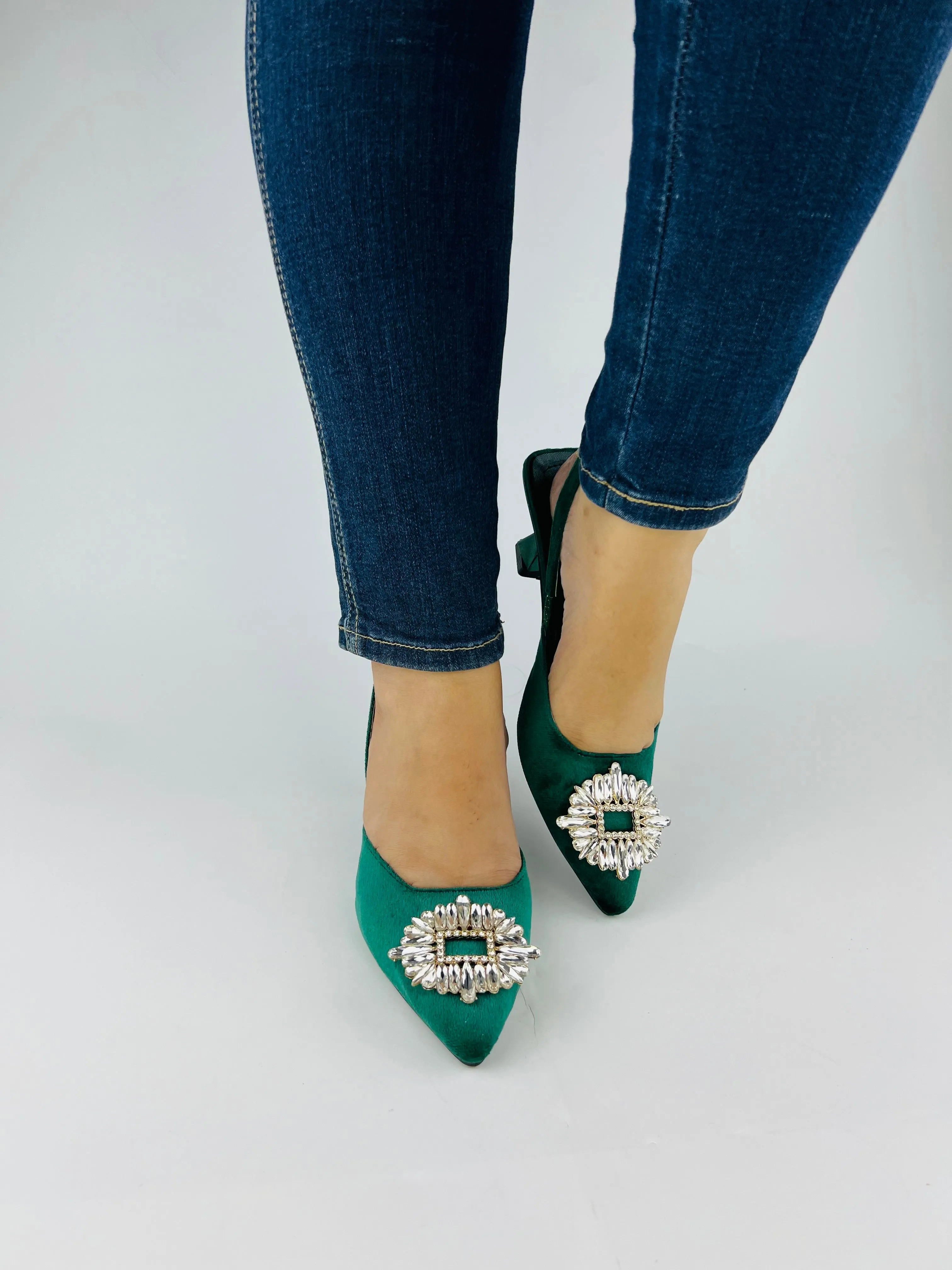 Anastasia Green Velvet Slingback-11083