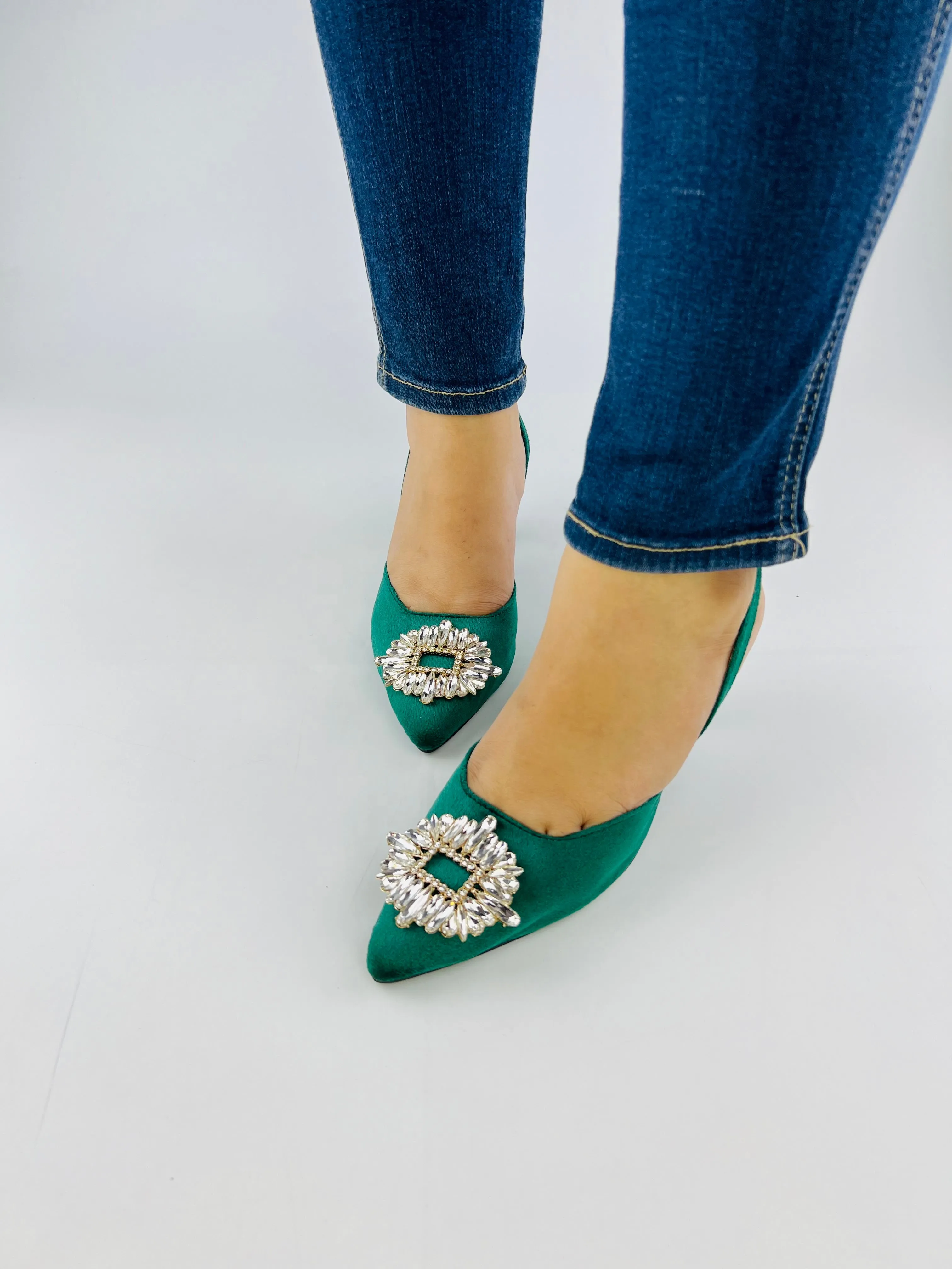 Anastasia Green Velvet Slingback-11083