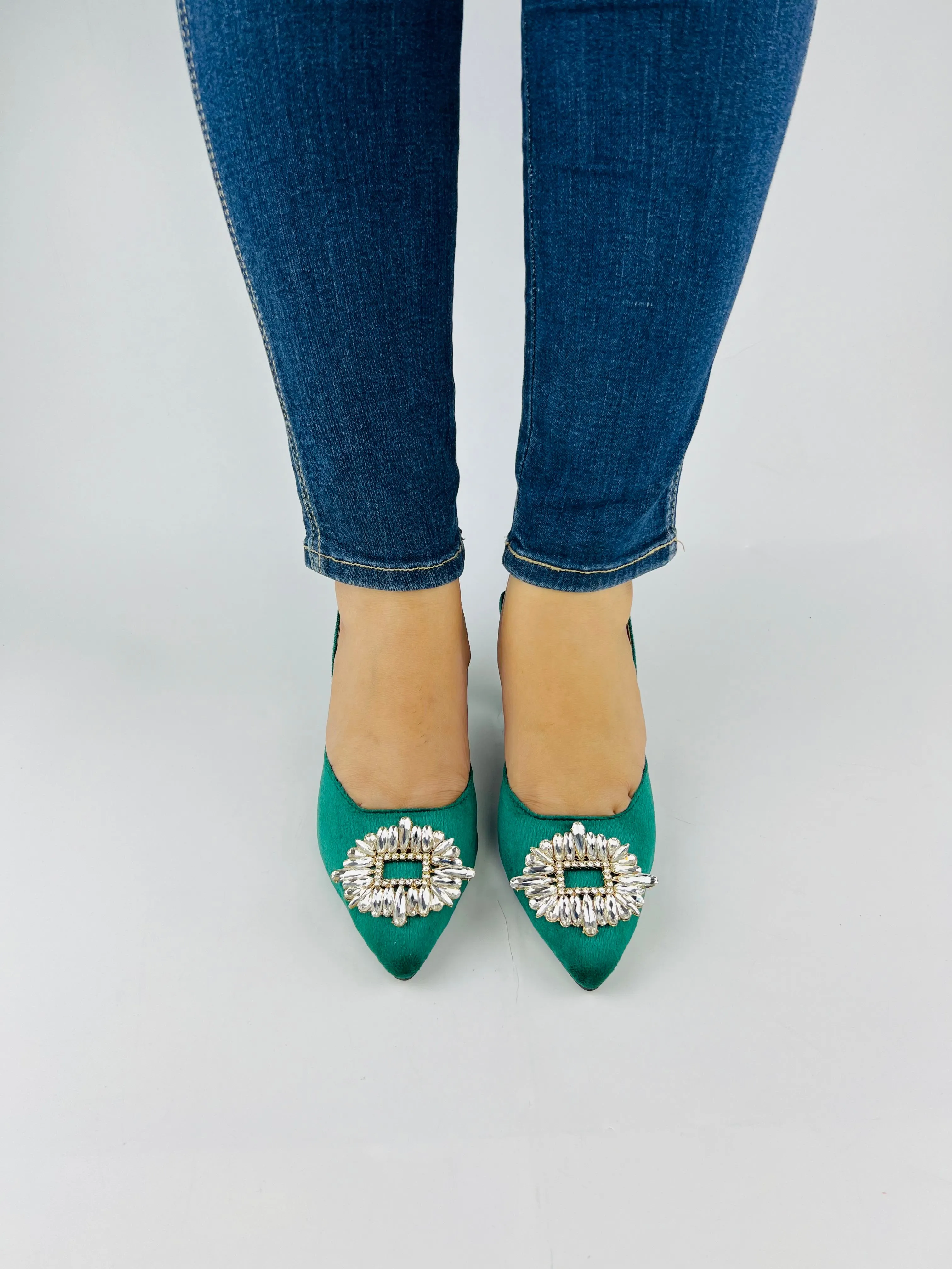 Anastasia Green Velvet Slingback-11083