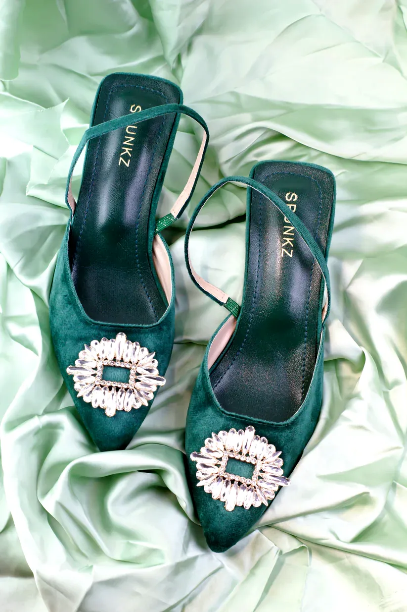 Anastasia Green Velvet Slingback-11083