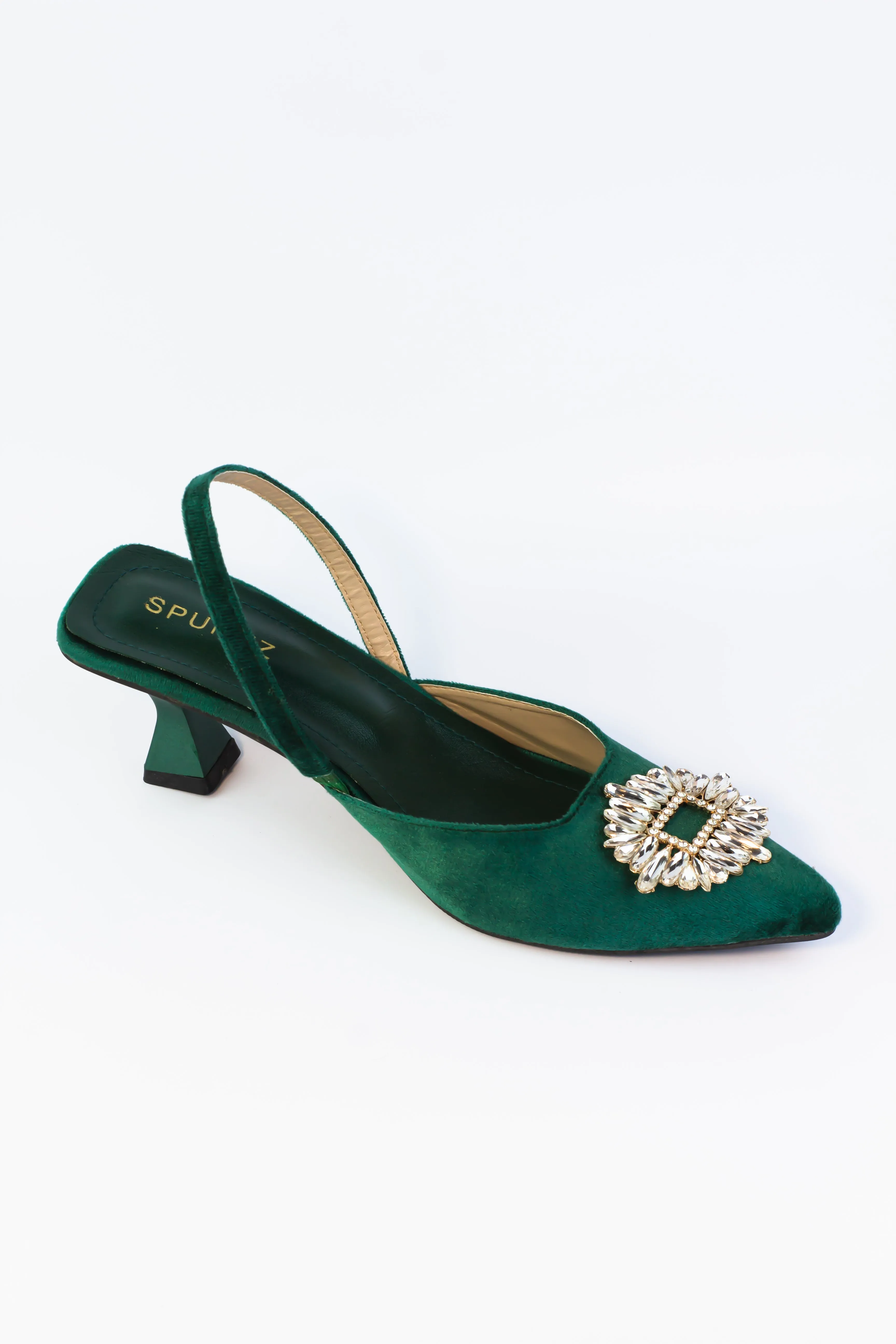 Anastasia Green Velvet Slingback-11083