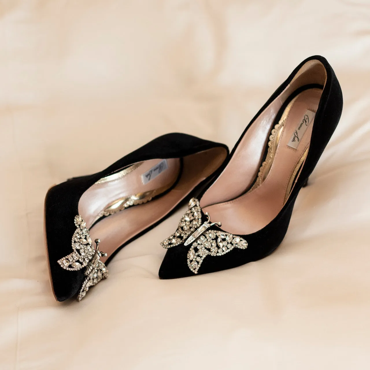 April Butterfly Heels Black Velvet
