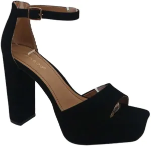 BAMBOO Women's Chunky Heel Platform Sandal with Ankle Strap