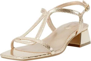 Bandolino Women's PRIMADON Heeled Sandal, Gold Snake 710, 9.5