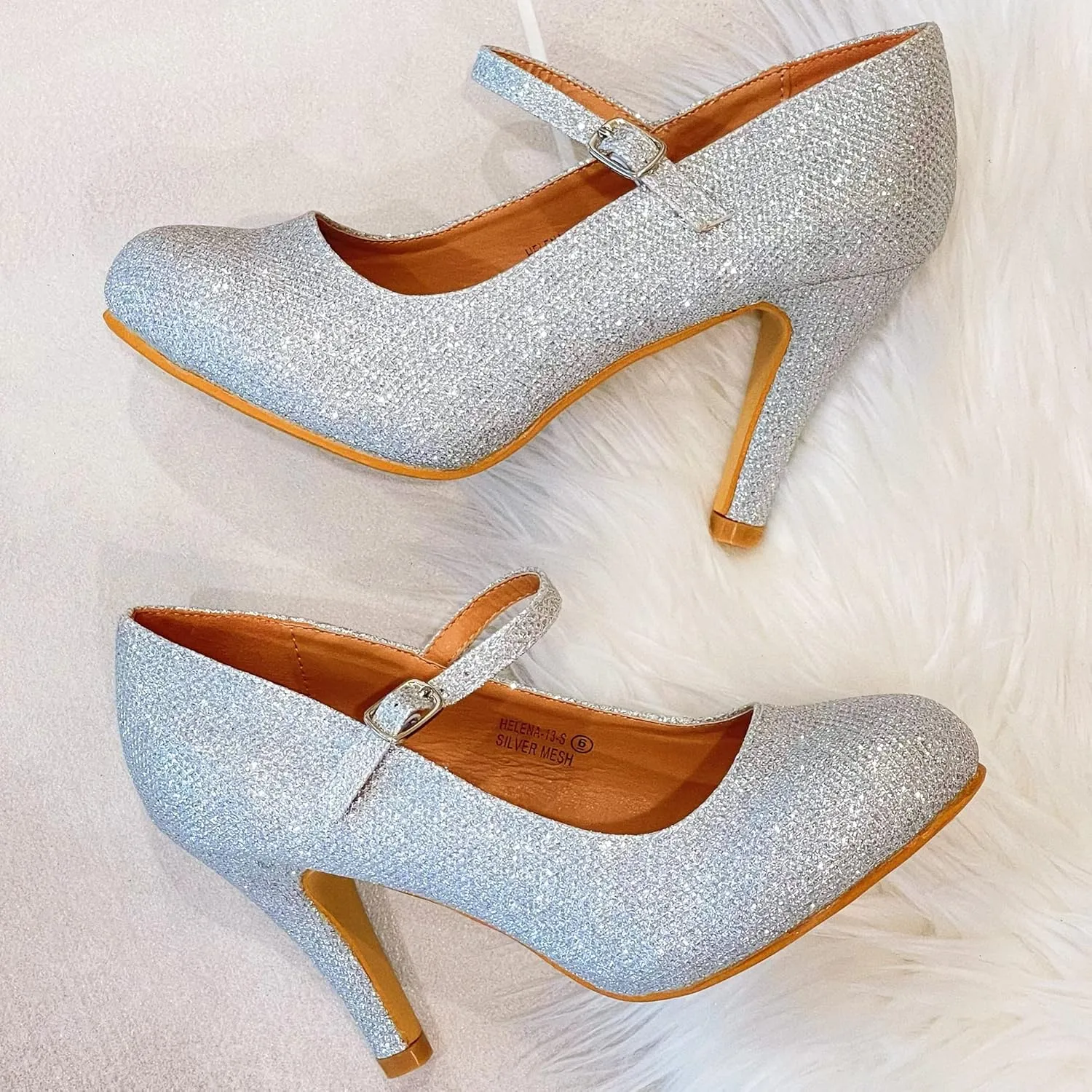 Bella Marie Helena Vintage Retro Mary Jane Round Toe Mid Heels Dress Work Pump