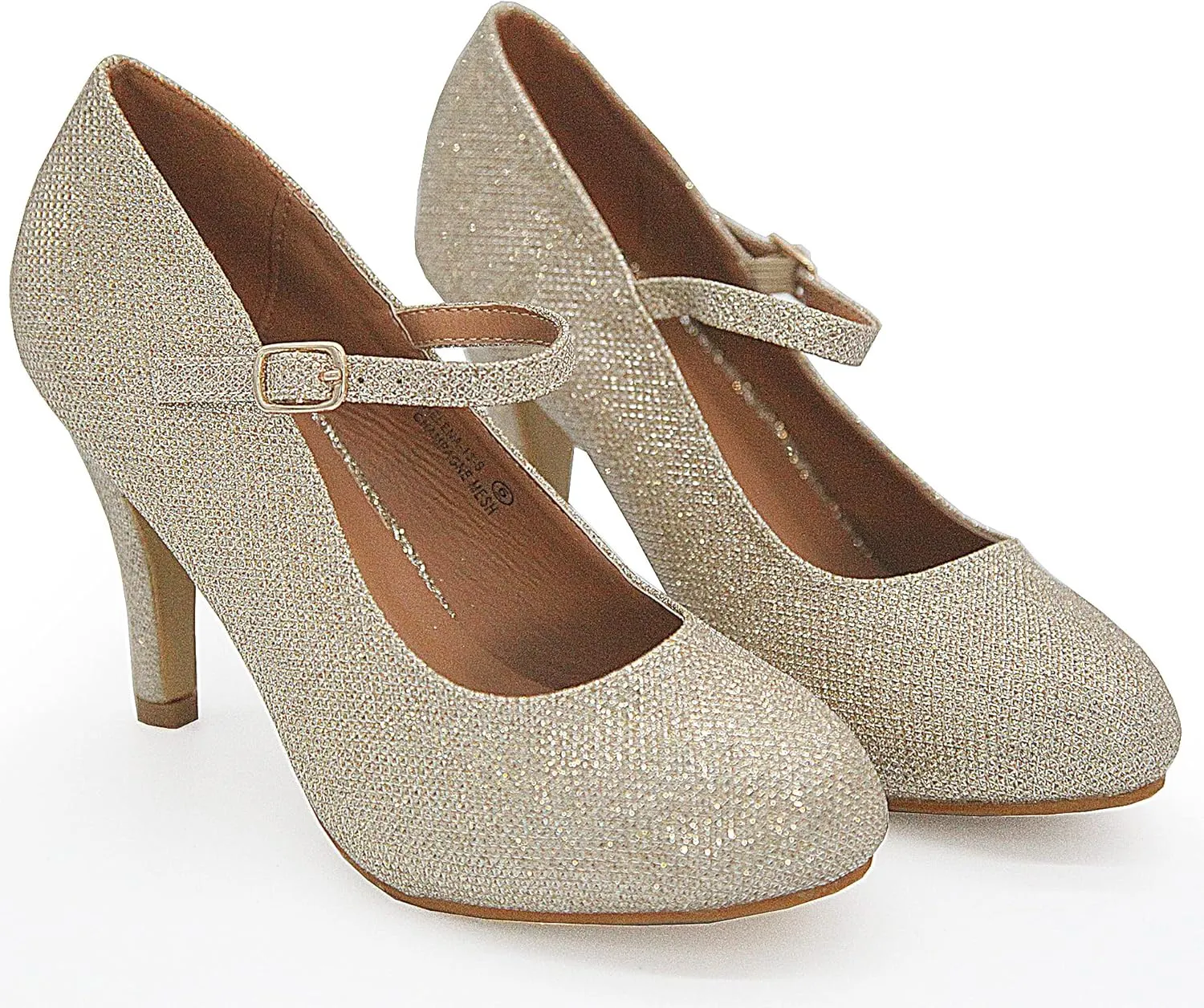 Bella Marie Helena Vintage Retro Mary Jane Round Toe Mid Heels Dress Work Pump