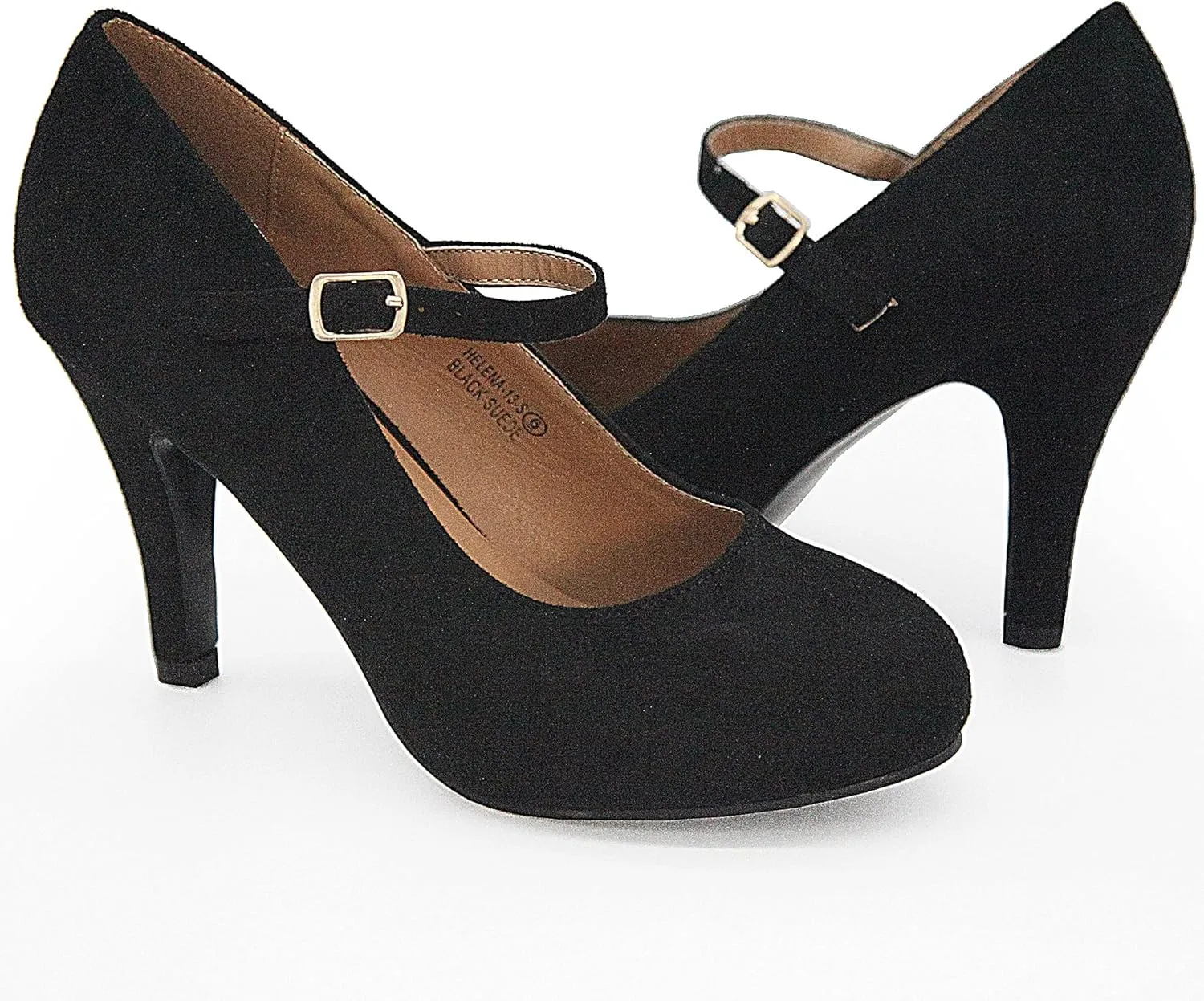 Bella Marie Helena Vintage Retro Mary Jane Round Toe Mid Heels Dress Work Pump