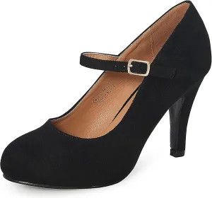 Bella Marie Helena Vintage Retro Mary Jane Round Toe Mid Heels Dress Work Pump