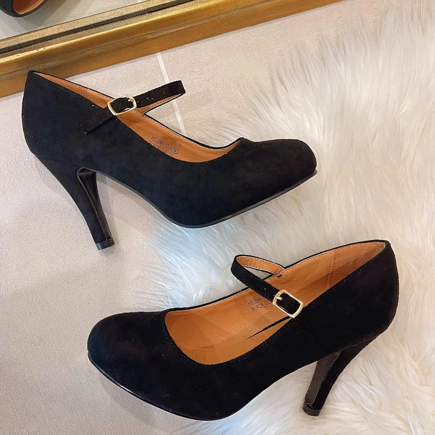 Bella Marie Helena Vintage Retro Mary Jane Round Toe Mid Heels Dress Work Pump