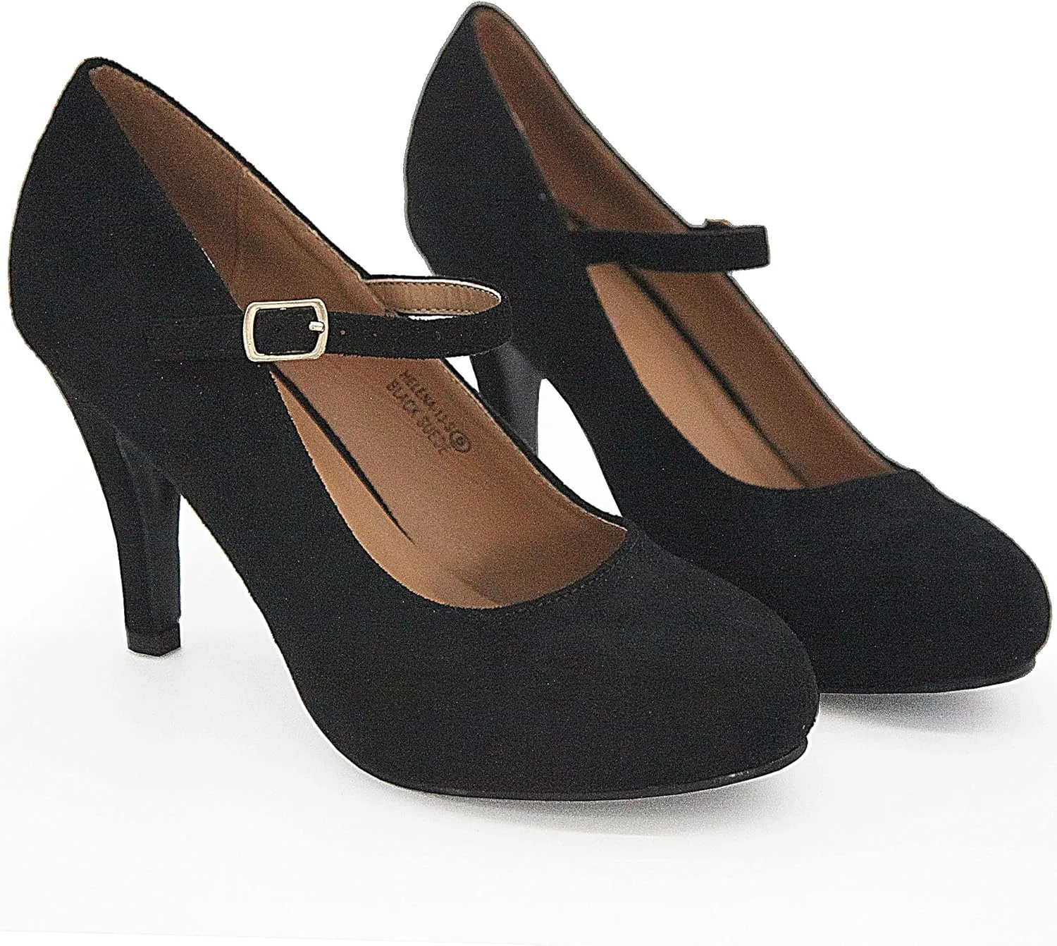 Bella Marie Helena Vintage Retro Mary Jane Round Toe Mid Heels Dress Work Pump