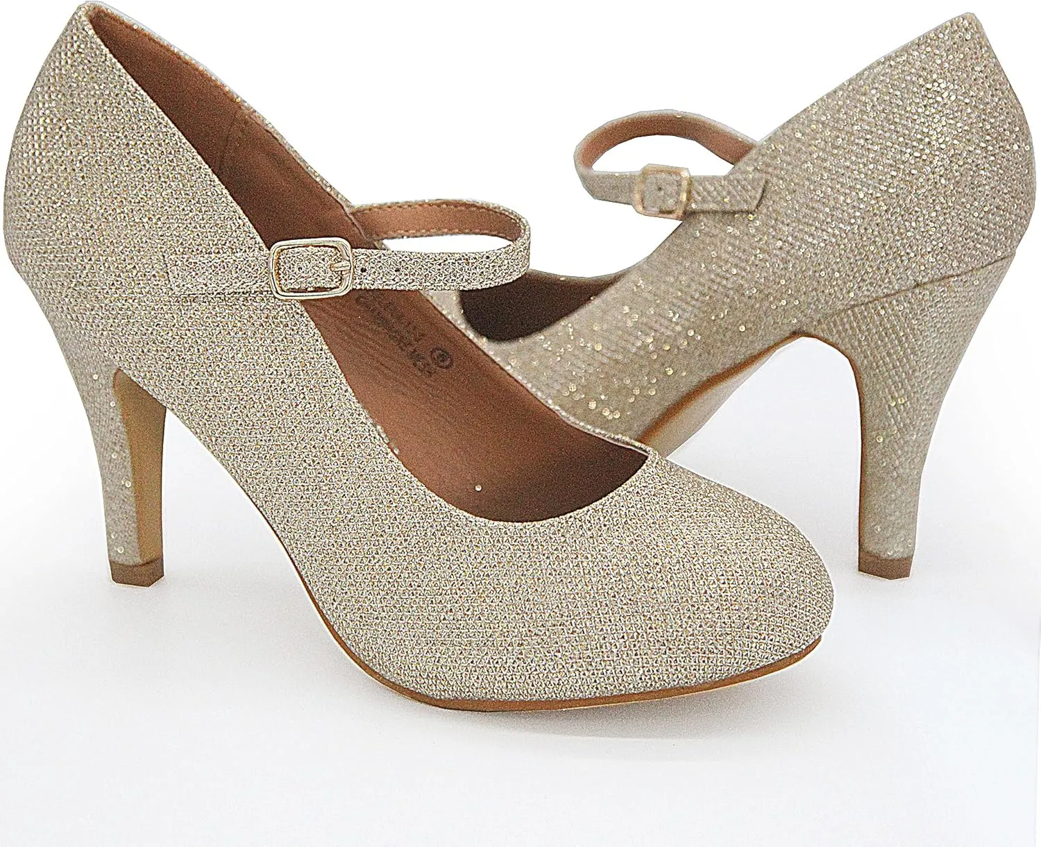 Bella Marie Helena Vintage Retro Mary Jane Round Toe Mid Heels Dress Work Pump