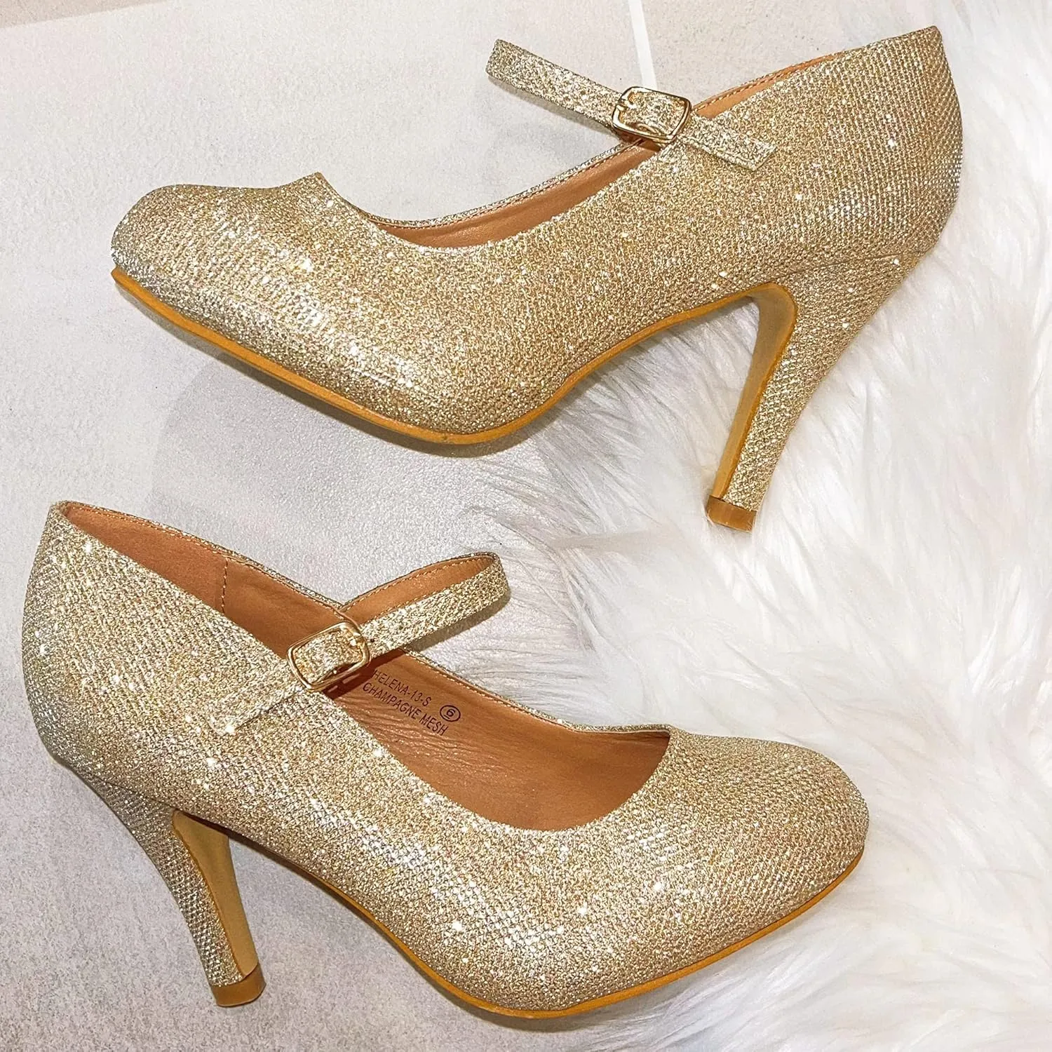 Bella Marie Helena Vintage Retro Mary Jane Round Toe Mid Heels Dress Work Pump