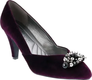 Bellini May Women's Velvet Memory Foam Pearl Embellished 3 Inch Dress Pump