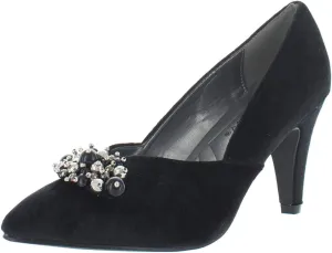 Bellini May Women's Velvet Memory Foam Pearl Embellished 3 Inch Dress Pump