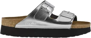Birkenstock Women's Arizona Platform, Silver Metallic, 4.5 UK