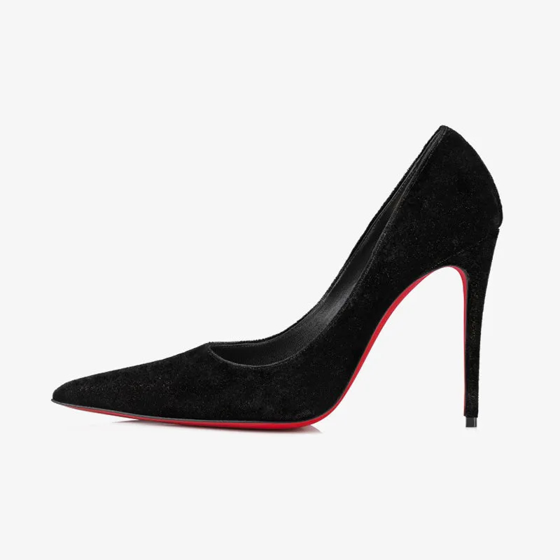 Black-Gold Velvet Pumps